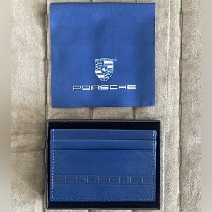 Porsche Design Blue Leather Card Holder & Cloth New in Box